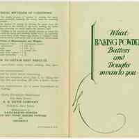 Pamphlets, 5, using Davis Baking Powder et al; for use in Home Economics classes; issued by R. B Davis Company, Hoboken, N.J., 1930; 1931.