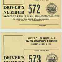 Two unissued City of Hoboken Hack Driver