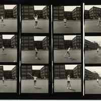 B+W negative contact sheet of images of Hoboken taken by John Conn. no date, [1976].