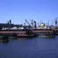          Color slide of Erie-Lackawanna ferries Scranton & Elmira at the E-L Terminal, Hoboken, May 1967. picture number 1
   