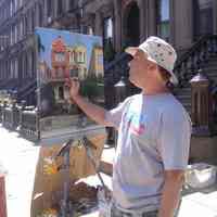          Digital photos, 29, of artist Frank Hanavan working on a painting of 921 Hudson Street, Hoboken, August 25, 2005. picture number 18
   