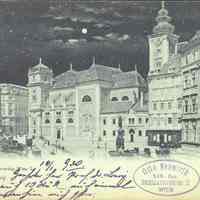 B+W Postcard: Vienna postcard sent to Prof. M. Loewy, Hoboken, NJ, 1900