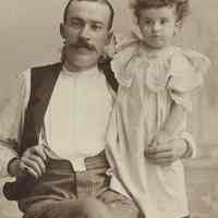 Sepia-tone portrait of John W. Miller and Florence Miller, ca. age 4-5, Hoboken, no date, ca. 1892-1895.