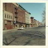 Color photo of the west side of the 100 block of River St. towards Second St., Hoboken. no date, ca. 1970.