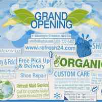 Postcard: Grand Opening. Refresh24 Dry Cleaners, 113 Washington St., Hoboken.