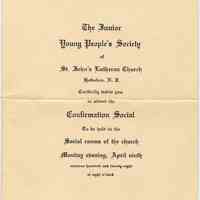 Invitation: to a Confirmation Social by The Junior Young People