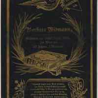 Mourning card for Barbara Widmann, April 24, 1902. No place, possibly Hoboken.