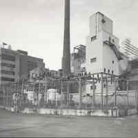 Digital image of B+W photo of former Maxwell House Coffee plant exterior, looking northwest from Pilot Plant, Hoboken, 2003.