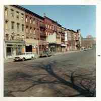 Image: color photo of the west side of the 300 block of River St. looking up to Fourth St,, Hoboken. no date, ca. 1970.