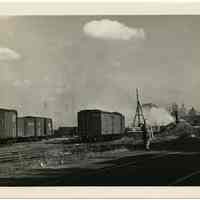 B+W photos, 2, of Pier 57 fire in N.Y. as seen from Hoboken near Pennsylvannia R.R. Hoboken Shops, 10th St. & Hudson River, Sept. 29, 1947.