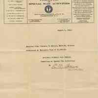 TLS from R.M. Frank, Auditor, National Catholic War Council to Florence G. Miller, Hoboken, Aug. 4, 1920 re unexpended Emergency Fund.