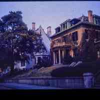 Color slide of fraternity houses on Castle Point Terrace.