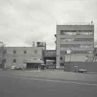 Digital image of B+W photo of former Maxwell House Coffee plant exterior, south overview with Process Building & Soluble Building, Hoboken, 2003.