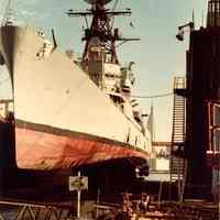 Digital scan of color photo of Bethlehem Steel Hoboken Shipyard, Hoboken, no date, circa 1970-1980.