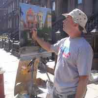          Digital photos, 29, of artist Frank Hanavan working on a painting of 921 Hudson Street, Hoboken, August 25, 2005. picture number 20
   