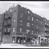B&W photo of mixed-use apartment building at 333 Bergen Avenue, Jersey City.