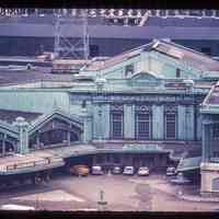 Color slide of aerial view of the Lackawanna Terminal façade