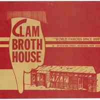Menu: Clam Broth House, Marlin Room & Lounge, 30-38 Newark St., Hoboken, N.J. N.d., ca. 1950-1960.