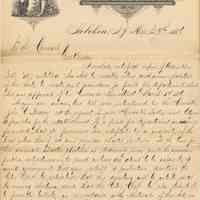 Letter from Mayor Henry L. Timken, Hoboken, to the City Council, March 9, 1886 re creation of a paid fire department.