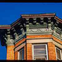          Color slide of close-up view of cornice, brackets, frieze and bay window on a building on Garden and 7th picture number 1
   