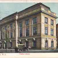 Postcard: Library, Jersey City, NJ