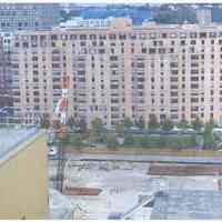 Color photo from north end of Maxwell House Coffee plant building no. 1 looking at The Shipyard, Hoboken, n.d, ca. 2000.