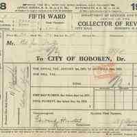 Thirty five City of Hoboken property tax bills from 1928-1948 to the Estate of James Miller for 716 Bloomfield St., Hoboken.