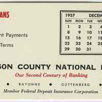 Blotter, ink: Hudson County National Bank, December 1957.