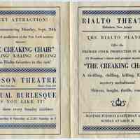 Program: Rialto Stock Players presentation of "Applesauce." Week of Sept. 13th, [1926.] The Rialto Theatre, 118 Hudson St., Hoboken.
