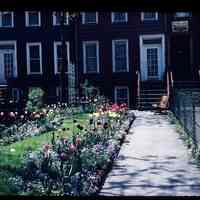 Color slide of a garden and buildings on the 800 block of Park Avenue.