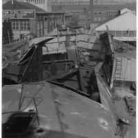 B+W photo of deck damage to the S.S. Caroni, Hoboken, April, 1941.