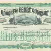 Stock certificate: Hoboken Ferry Company, No. A148, unregistered, canceled, from the 1890