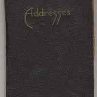 Address book from 1942-1944 belonging to Mrs. Alex [Amelia] Craig, 409 Washington St., Hoboken.