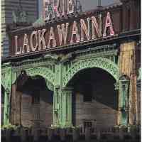 Digital color image of Hoboken Terminal east facade of the sign and former ferry slips, Hoboken, no date, [2004].