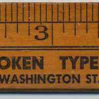 Wooden ruler advertising the Hoboken Typewriter Service, 74-76 Washington Street, Hoboken, no date, ca. 1950.