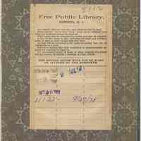 Free Public Library, Hoboken, charge slip attached inside rear cover of book.