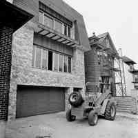 B+W photo of a new home under construction & an old residence being renovated, 914-1916 Castle Point Terrace, Hoboken, N.J., no date (ca. 1968-1972).