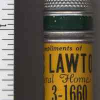 Sewing kit "Compliments of Eric Lawton Funeral Home." Hoboken, ca. 1937-1950.