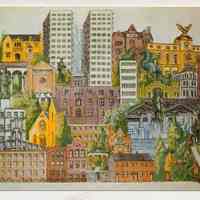 Postcard: An Assemblage of Hoboken, N.J. by Artist D. Francis Mazzeo. Circa 1981-1982; unposted.