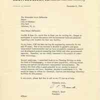 TLS to Mayor Louis DePascale, Hoboken, from Alfred Busch, Pres., K&E, Dec. 8, 1966