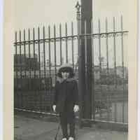 B+W photo of Mary Anne Amoroso in Elysian Park, Hoboken, n.d., ca. 1950-1951.