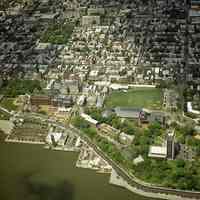 Digital reference image of color aerial view of Hoboken, June 6, 2003. Image number 8577. Photographer, Lee Ross, "Aerial Photography by Rosspilot."