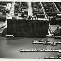 B+W aerial photo of Standard Brands building (Lipton Tea), 15th & Washington Sts., Hoboken Division, July 20, 1951.