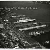 B+W aerial photo of the Holland America Lines Hoboken Piers, October 14, 1948.