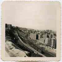 B+W photos, 3, of construction of Andrew Jackson Gardens, Hoboken, n.d., (ca. 1950-1951.)