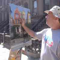          Digital photos, 29, of artist Frank Hanavan working on a painting of 921 Hudson Street, Hoboken, August 25, 2005. picture number 24
   
