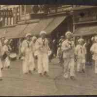 Digital image of photo of the Hoboken Playgrounds Field Band marching in 300 block, Washington Street, Hoboken, no date, probably 1928.