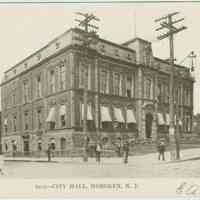 Digital image of printed postcard with photo view of Hoboken City Hall prior to 1911.