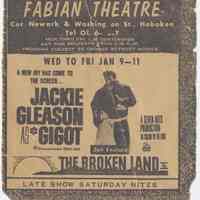 Program of Fabian Theatre for current and upcoming films, Hoboken, week of Jan 9th, (1962-63).