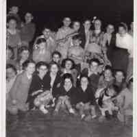 B+W photo of image of children at a block party in Willow Terrace on V.J. day 1945.